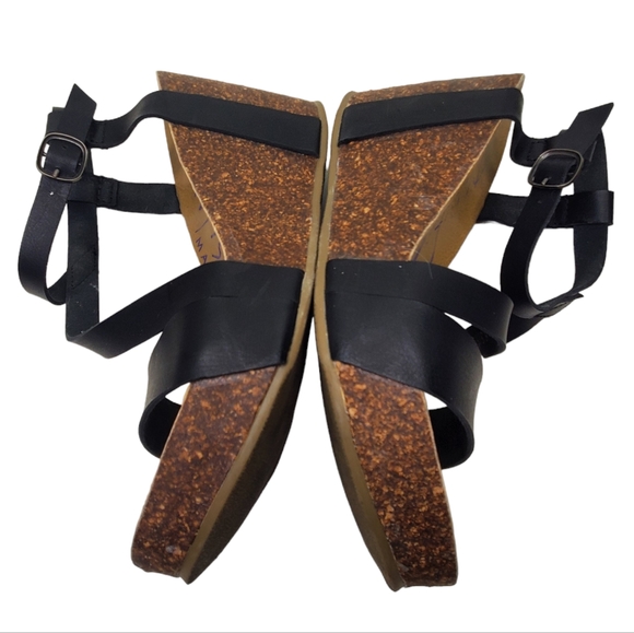 BLOWFISH Hazard Strappy Platform Sandals Black Cork Sz 6.5 Leather - Picture 7 of 11